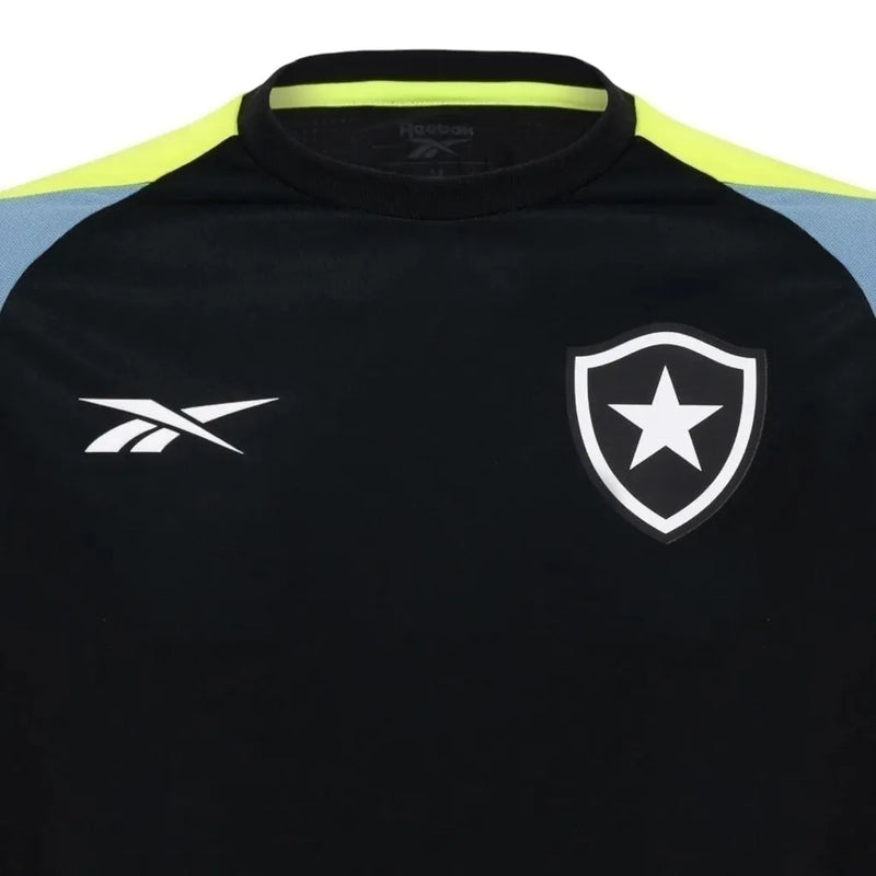 Camisa Botafogo Treino 24/25 - Torcedor Reebok Masculina - Preta com detalhes em cinza e amarelo