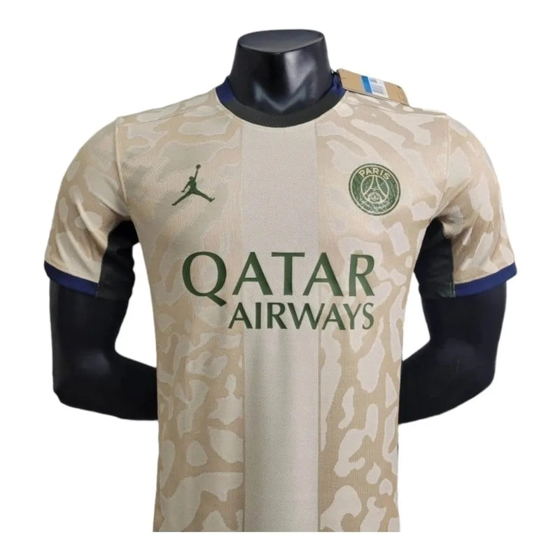 Camisa Paris Saint-German Fourth 24/25 - Jogador Jordan Masculina - Bege com detalhes em verde