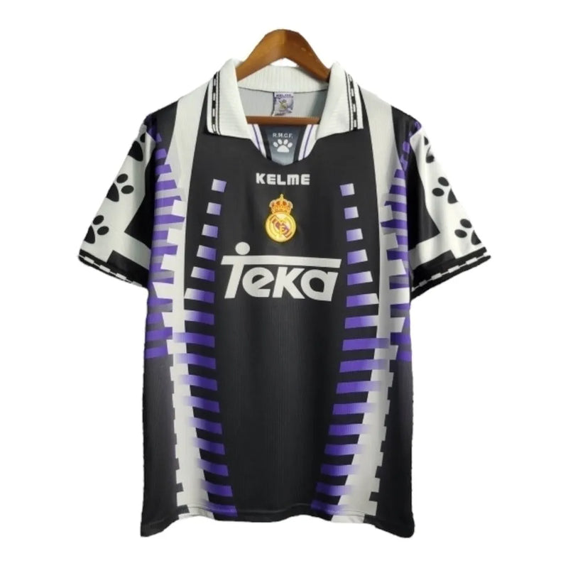 Camisa Retrô Real Madrid II 97/98 - Masculina Adidas - Branca com detalhes em preto e roxo