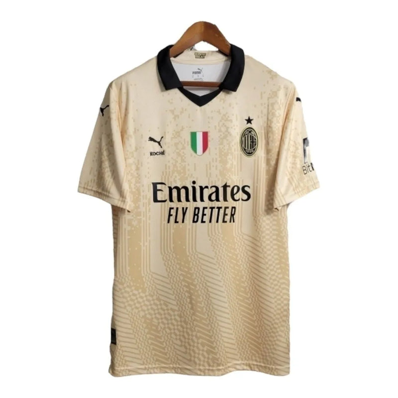 Camisa AC Milan Edição especial Goleiro 23/24 - Torcedor Puma Masculina - Bege com detalhes em preto