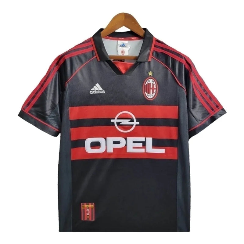 Camisa Retrô AC Milan III 1998/1999 - Masculina Adidas - Preta com detalhes em vermelho