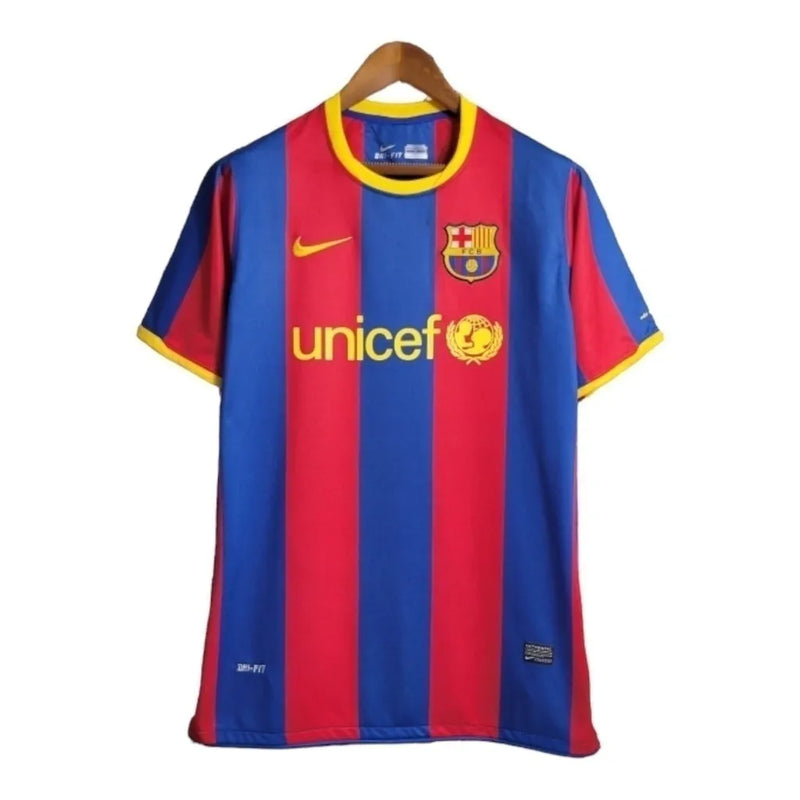 Camisa Retrô Barcelona I 10/11 - Masculina Nike - Azul e vermelha com detalhes em amarelo