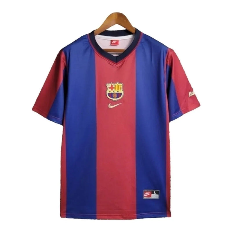 Camisa Retrô Barcelona I 98/99 - Masculina Nike - Azul e vermelha