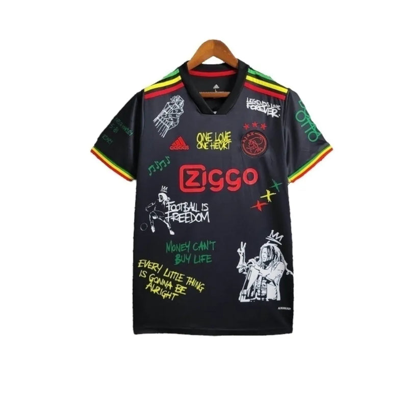 Camisa Ajax Edição Especial 23/24 - Torcedor Adidas Masculina - Preta com detalhes em homenagem ao Bob Marley