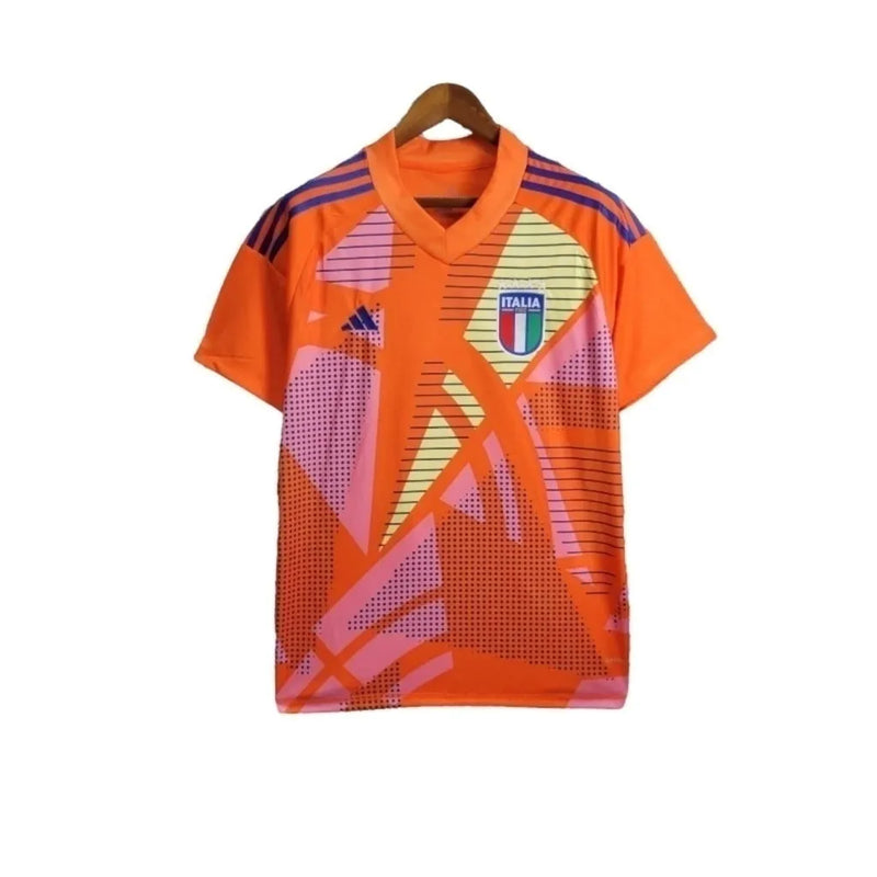 Camisa Seleção da Itália Goleiro 24/25 - Torcedor Adidas Masculina - Laranja com detalhes em azul e rosa e amarelo