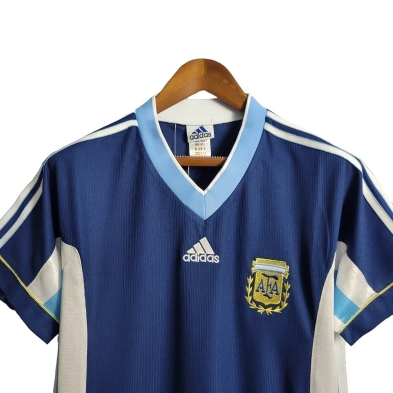 Camisa Retrô Seleção da Argentina II 1998 - Adidas Masculina - Azul com detalhes em branco