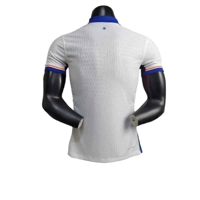 Camisa Chelsea II 24/25 - Jogador Nike Masculina - Branca com detalhes em azul e laranja