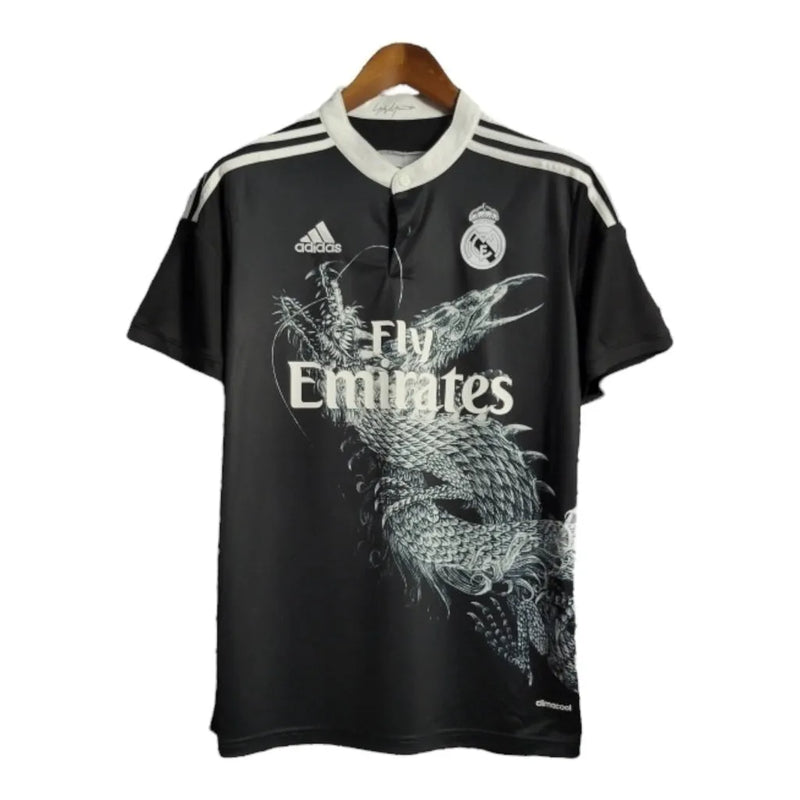 Camisa Retrô Real Madrid 2014 - Masculina Adidas - Preta com detalhes em branco