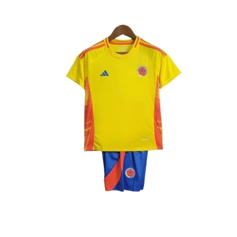 Kit Infantil Colombia I 24/25 - Adidas - Amarelo com detalhes em laranja e azul