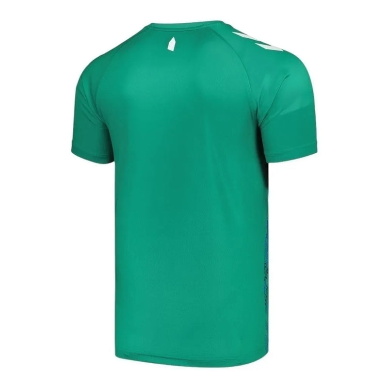 Camisa Everton Pré-jogo 23/24 - Torcedor Hummel Masculina - Verde com detalhes em azul e preto